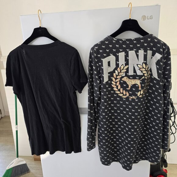 Victoria Secret Shirt Dresses Black M & Neon Green in L T-Shirts L/S Shirt RARE - Picture 4 of 12